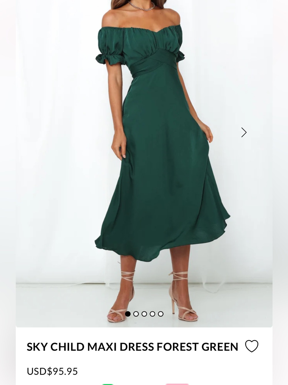 Hello Molly Emerald Off-Shoulder MIDI Dress